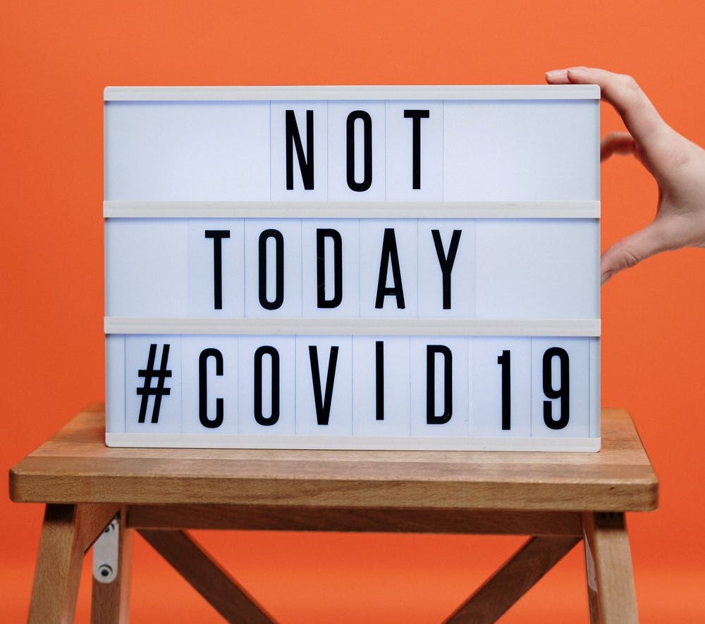 Not Today Covid19 Sign On Wooden Stool