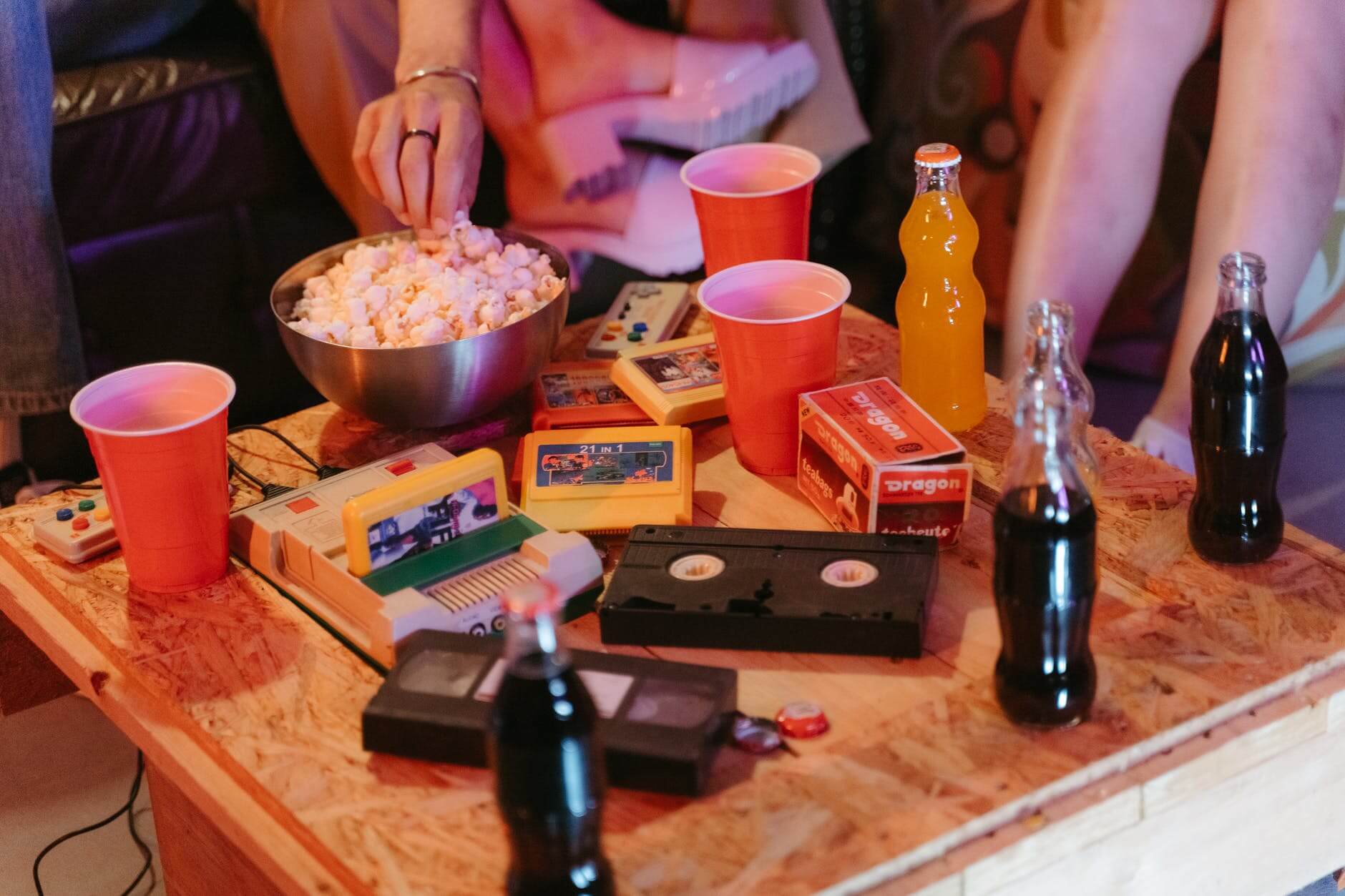 Bottles of Soda on a Wooden Table