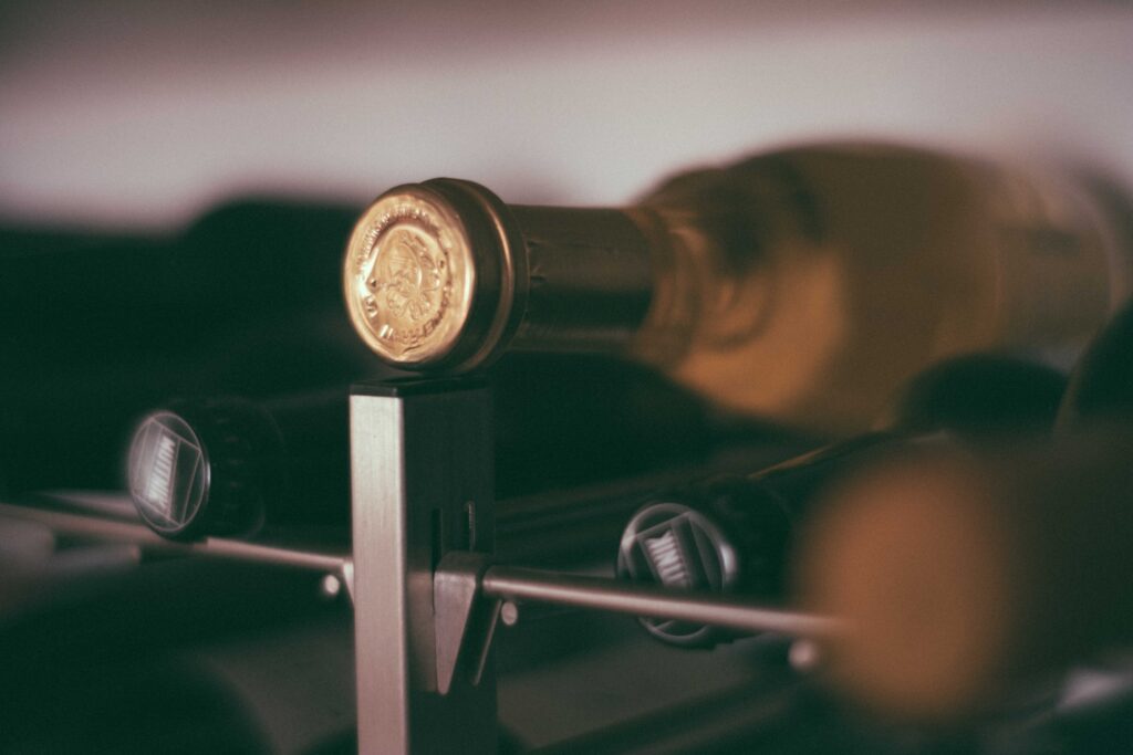 Bottles of wine on rack Bottles of wine on rack