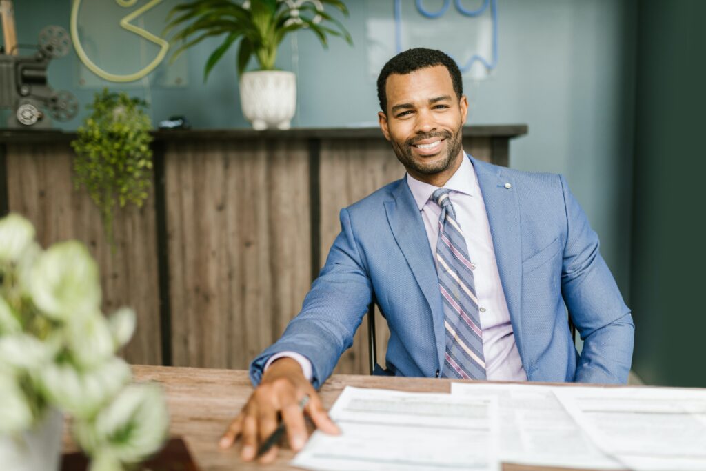 A Man Sitting at the Table