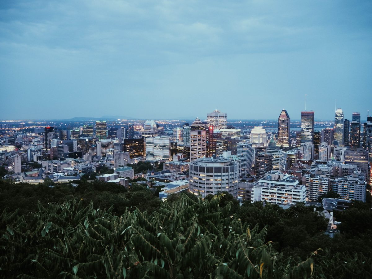 Aerial view of Montreal buildings