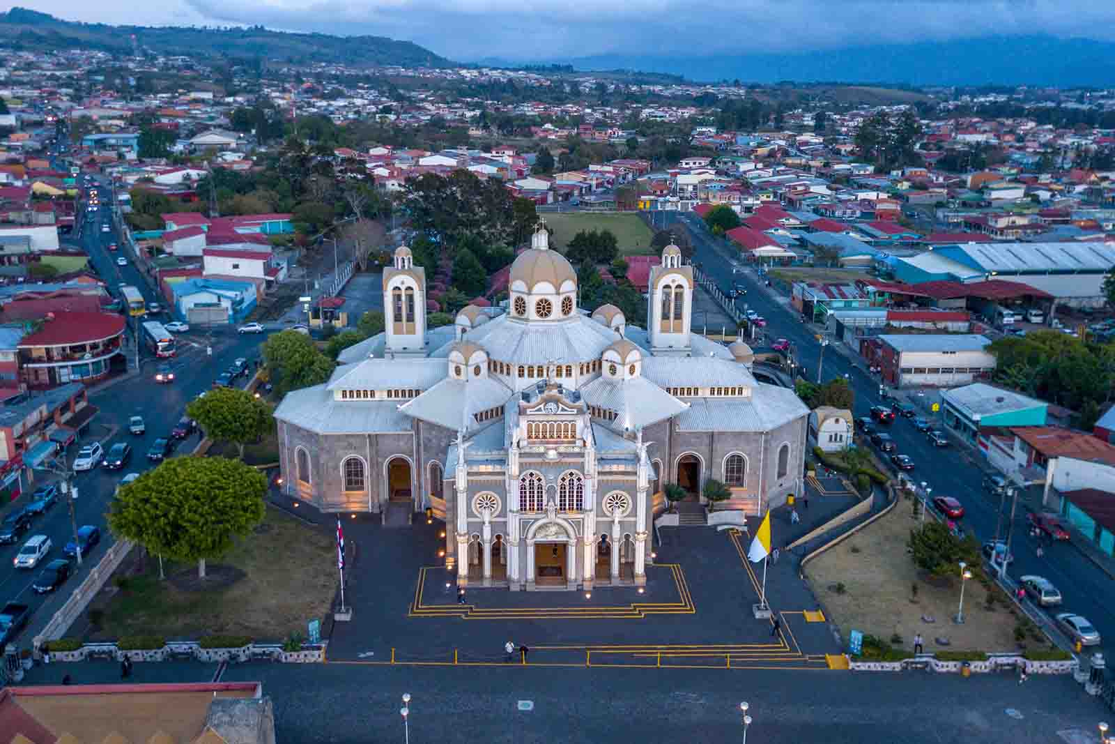 Aerial view of Costa Rica's Basilica of Cartago