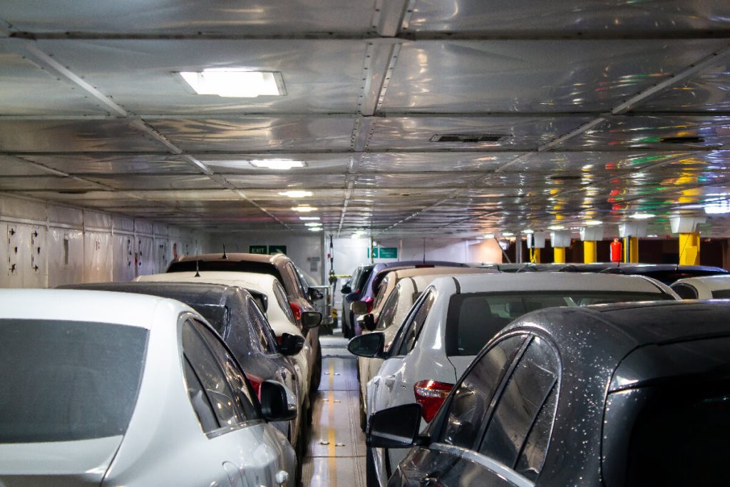 Passenger car ferry car deck