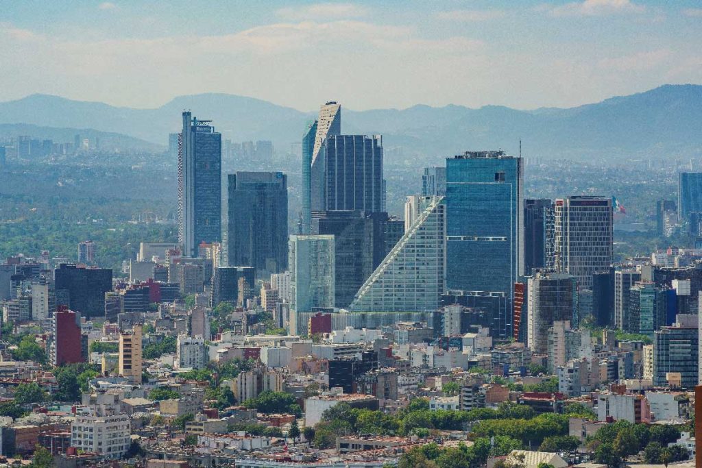 Aerial view of Mexico cityscape